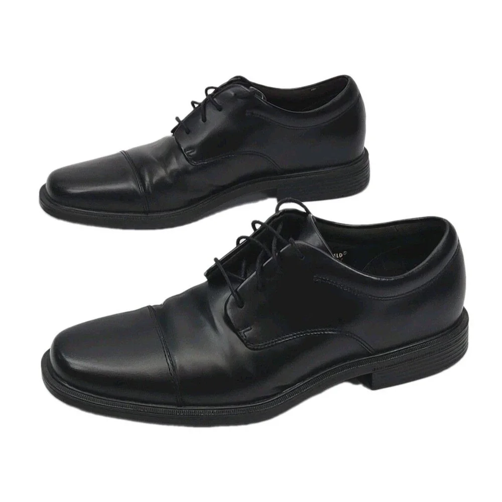 Rockport Shoe Oxford Dress Men Sz 10N Narrow Black Leather KineticAir Waterproof
